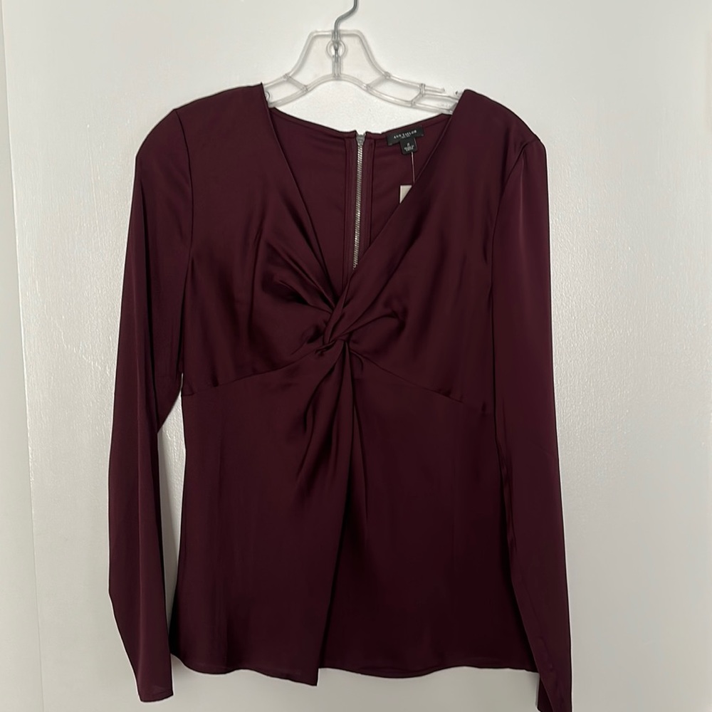 NWT Ann Taylor Burgandy Blouse